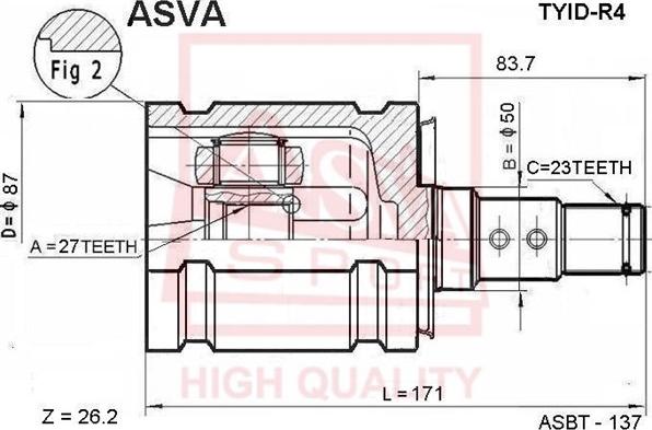 ASVA TYID-R4 - Joint Kit, drive shaft autospares.lv