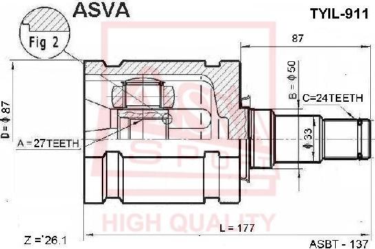 ASVA TYIL-911 - Joint Kit, drive shaft autospares.lv