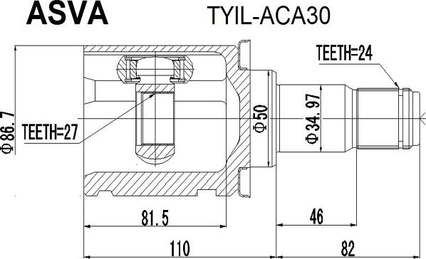 ASVA TYIL-ACA30 - Joint Kit, drive shaft autospares.lv