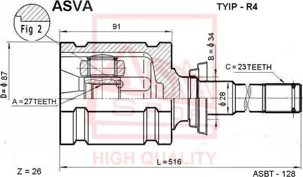 ASVA TYIP-R4 - Joint Kit, drive shaft autospares.lv