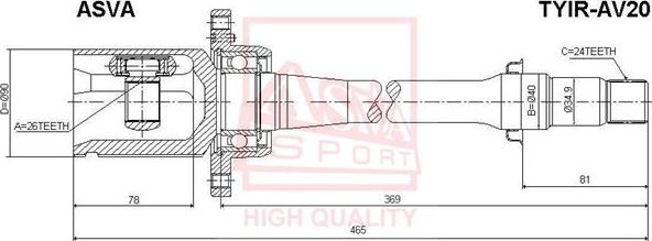 ASVA TYIR-AV20 - Joint Kit, drive shaft autospares.lv