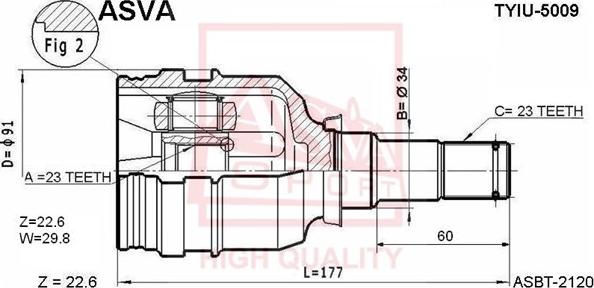 ASVA TYIU-5009 - Joint Kit, drive shaft autospares.lv