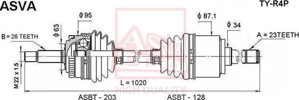 ASVA TY-R4P - Drive Shaft autospares.lv