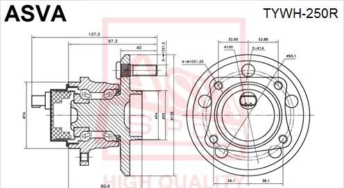 ASVA TYWH-250R - Wheel Hub autospares.lv