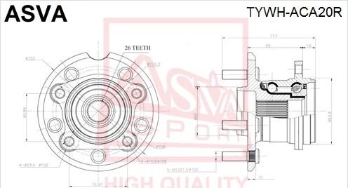 ASVA TYWH-ACA20R - Wheel Hub autospares.lv