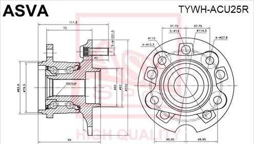 ASVA TYWH-ACU25R - Wheel Hub autospares.lv