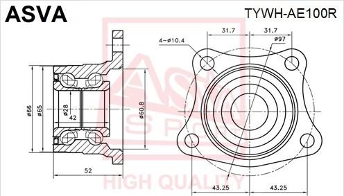 ASVA TYWH-AE100R - Wheel Hub autospares.lv