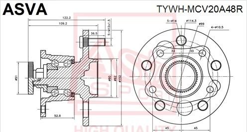 ASVA TYWH-MCV20A48R - Wheel Hub autospares.lv