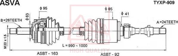 ASVA TYXP-909 - Drive Shaft autospares.lv