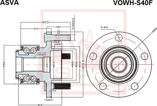 ASVA VOWH-S40F - Wheel Hub autospares.lv