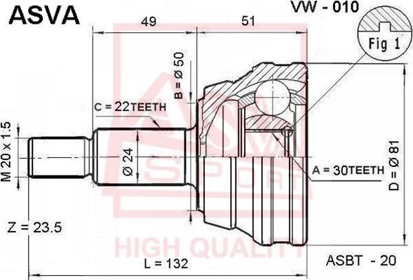 ASVA VW-010 - Joint Kit, drive shaft autospares.lv