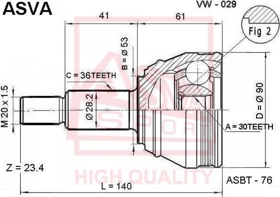 ASVA VW-029 - Joint Kit, drive shaft autospares.lv