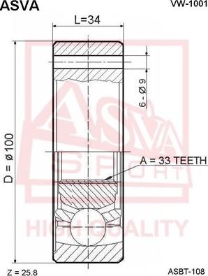 ASVA VW-1001 - Joint Kit, drive shaft autospares.lv