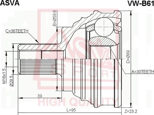 ASVA VW-B61 - Joint Kit, drive shaft autospares.lv