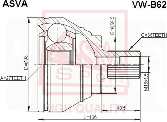 ASVA VW-B62 - Joint Kit, drive shaft autospares.lv