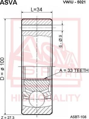 ASVA VWIU-5021 - Joint Kit, drive shaft autospares.lv