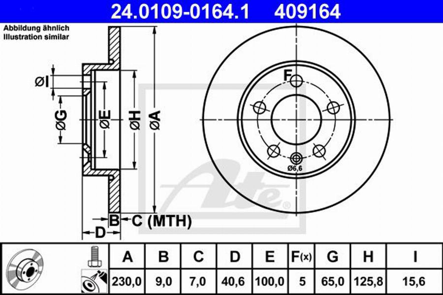 ATE 409164 - Brake Disc autospares.lv