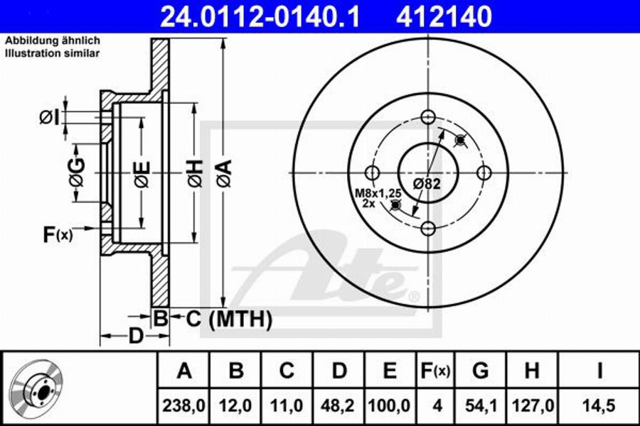 ATE 412140 - Brake Disc autospares.lv