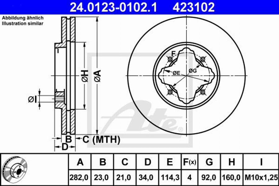 ATE 423102 - Brake Disc autospares.lv