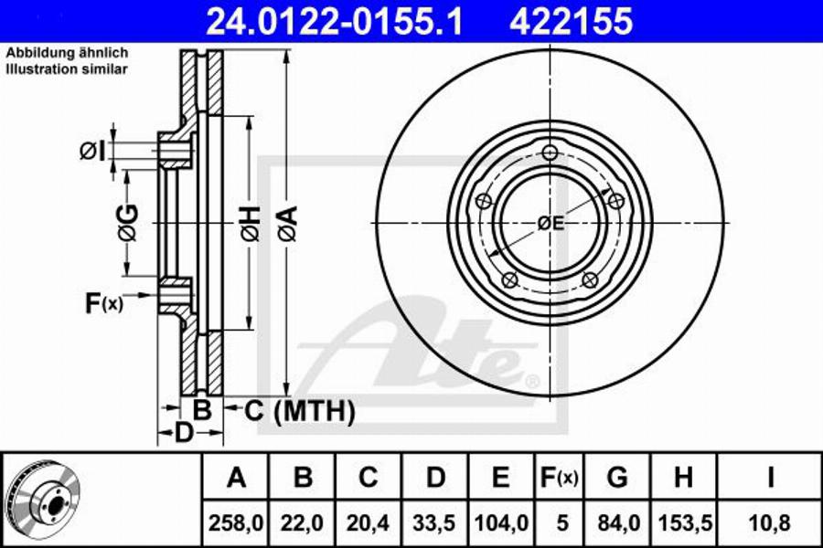 ATE 422155 - Brake Disc autospares.lv