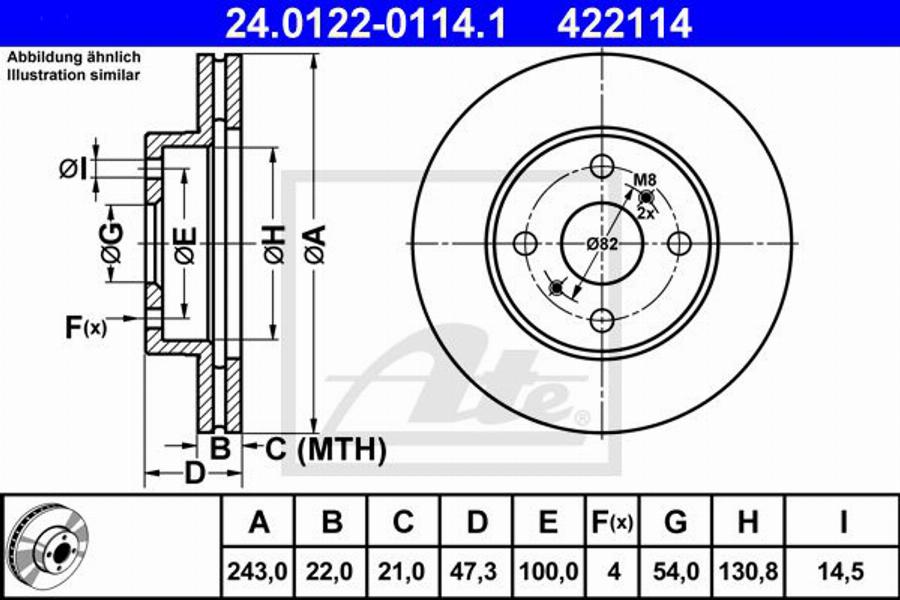 ATE 422114 - Brake Disc autospares.lv