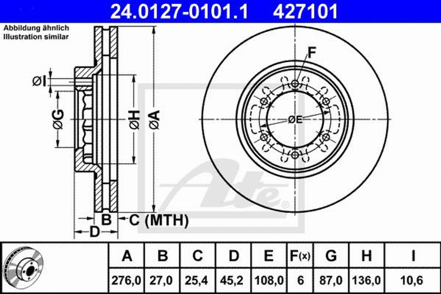 ATE 427101 - Brake Disc autospares.lv