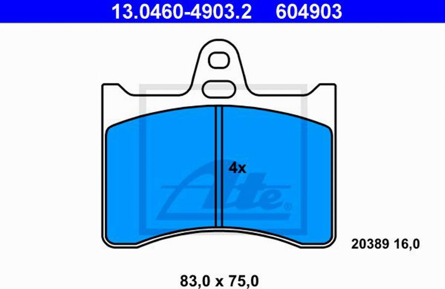 ATE 604903 - Brake Pad Set, disc brake autospares.lv