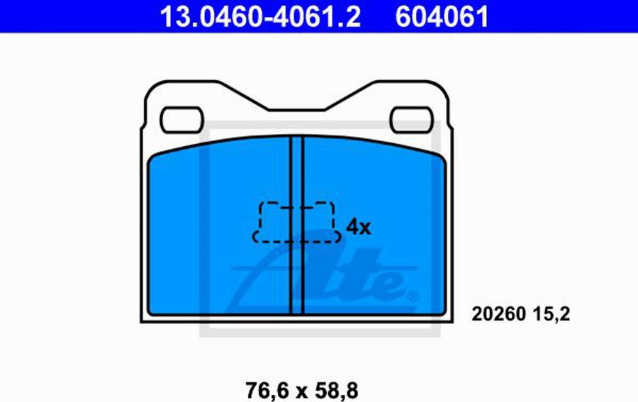 ATE 604061 - Brake Pad Set, disc brake autospares.lv