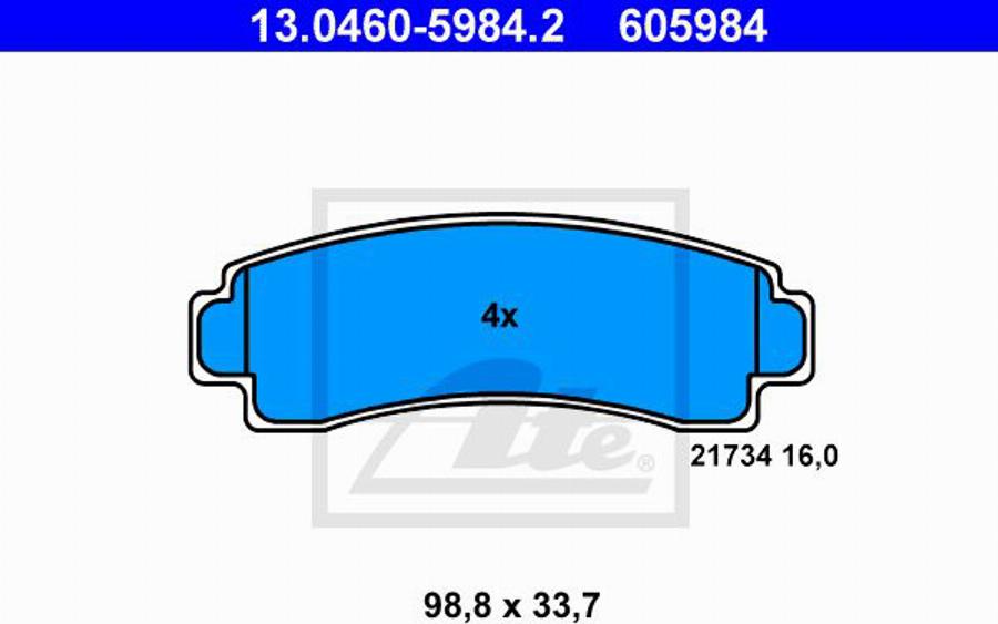 ATE 605984 - Brake Pad Set, disc brake autospares.lv