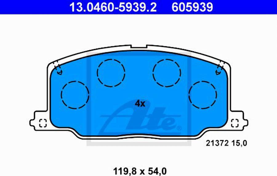 ATE 605939 - Brake Pad Set, disc brake autospares.lv