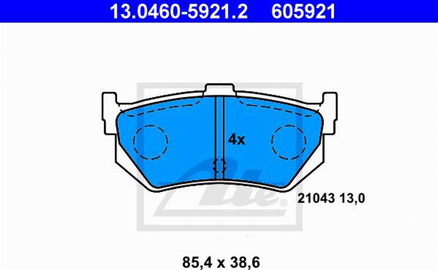 ATE 605921 - Brake Pad Set, disc brake autospares.lv