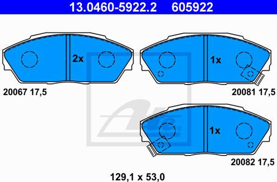 ATE 605922 - Brake Pad Set, disc brake autospares.lv