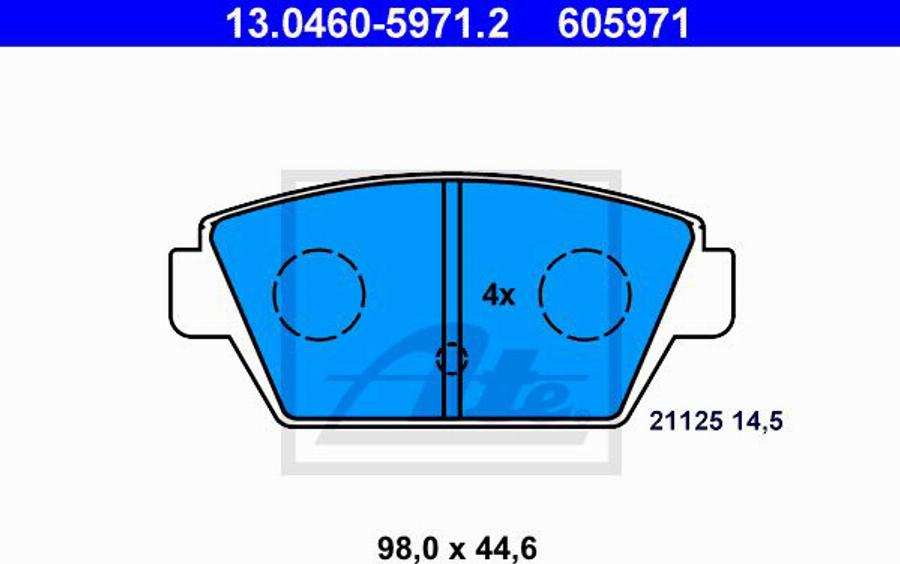 ATE 605971 - Brake Pad Set, disc brake autospares.lv