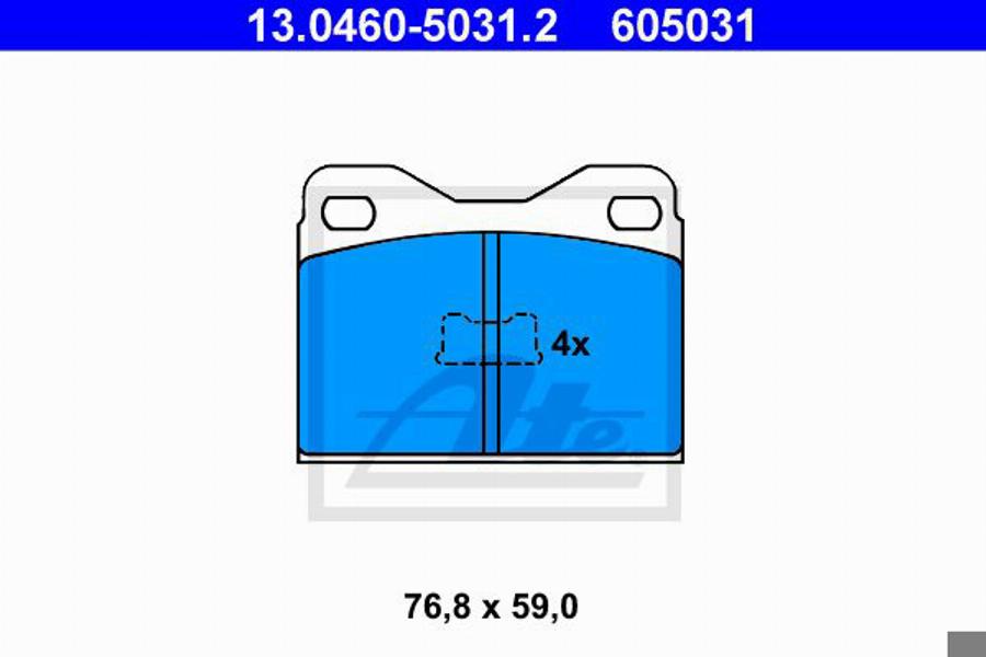 ATE 605031 - Brake Pad Set, disc brake autospares.lv