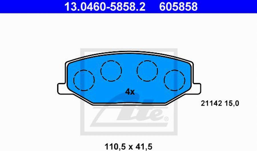 ATE 605858 - Brake Pad Set, disc brake autospares.lv