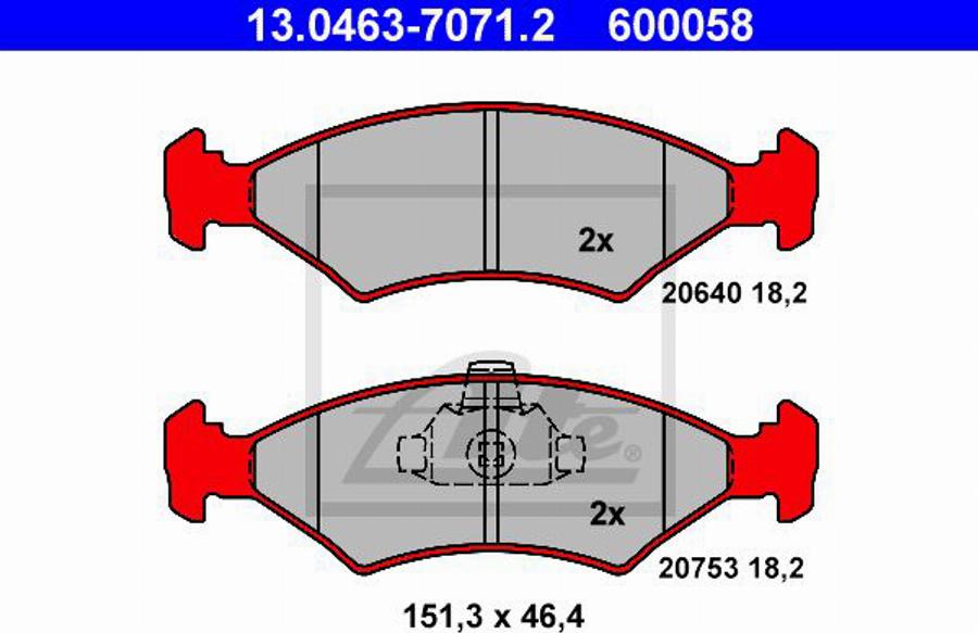 ATE 600058 - Brake Pad Set, disc brake autospares.lv