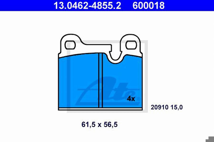 ATE 600018 - Brake Pad Set, disc brake autospares.lv