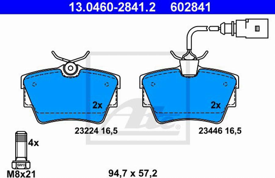 ATE 602841 - Brake Pad Set, disc brake autospares.lv