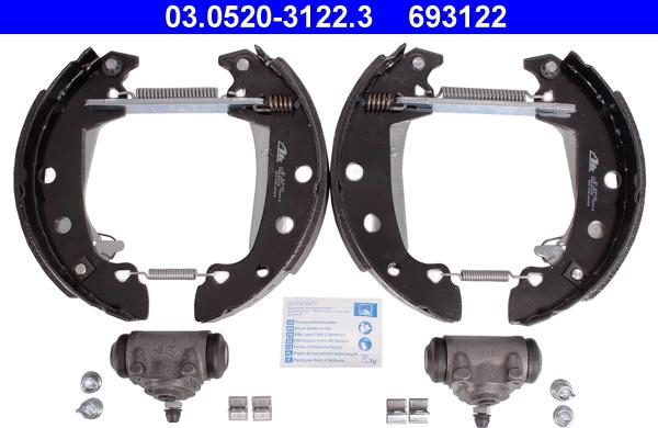 ATE 03.0520-3122.3 - Brake Shoe Set autospares.lv