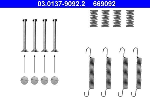 ATE 03.0137-9092.2 - Accessory Kit, parking brake shoes autospares.lv