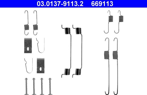 ATE 03.0137-9113.2 - Accessory Kit, brake shoes autospares.lv