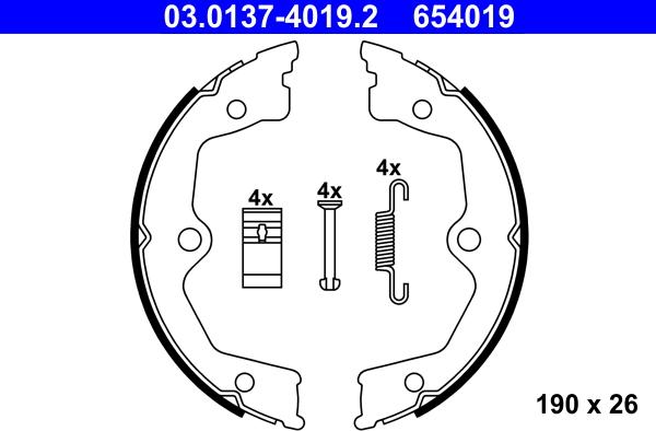 ATE 03.0137-4019.2 - Brake Shoe Set, parking brake autospares.lv