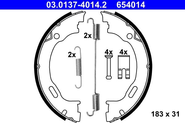 ATE 03.0137-4014.2 - Brake Shoe Set, parking brake autospares.lv