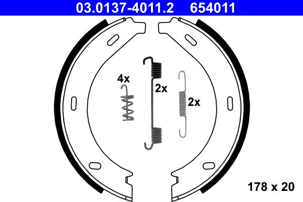 ATE 03.0137-4011.2 - Brake Shoe Set, parking brake autospares.lv