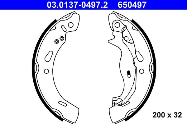 ATE 03.0137-0497.2 - Brake Shoe Set autospares.lv