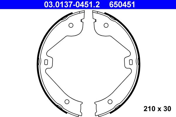 ATE 03.0137-0451.2 - Brake Shoe Set, parking brake autospares.lv