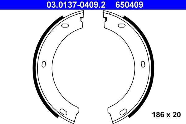 ATE 03.0137-0409.2 - Brake Shoe Set, parking brake autospares.lv