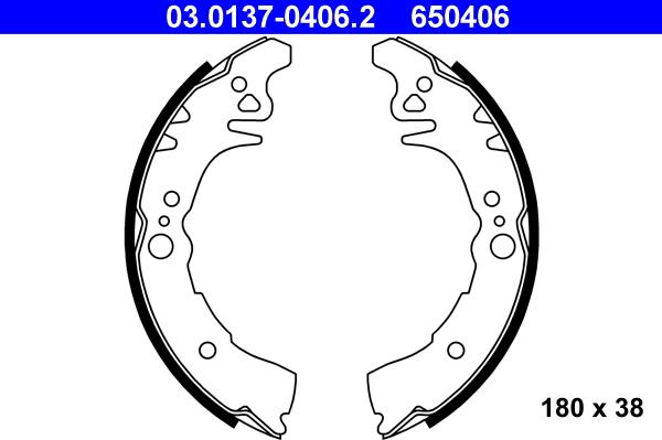 ATE 03.0137-0406.2 - Brake Shoe Set autospares.lv