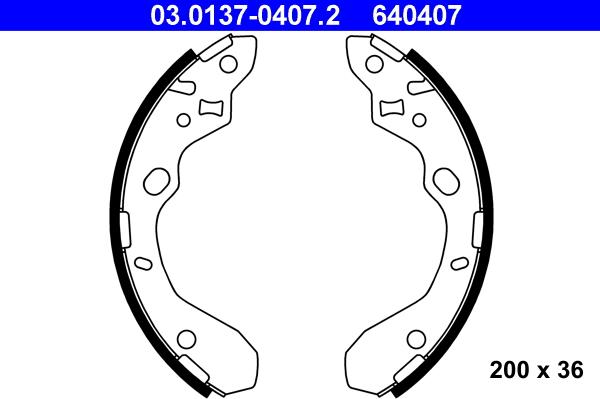 ATE 03.0137-0407.2 - Brake Shoe Set autospares.lv