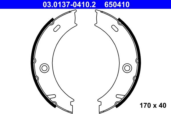 ATE 03.0137-0410.2 - Brake Shoe Set, parking brake autospares.lv